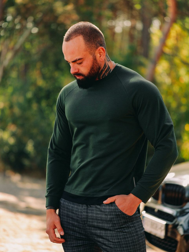 Чоловіча кофта світшот колір хакі на хлопця весна-осінь, якісні чоловічі світшоти легкі модні, фото 1