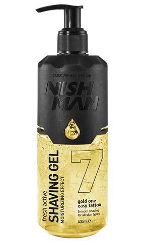 Гель для гоління Nishman №7 Easy Tattoo Gold One Shaving Gel золотий з дозатором, 400 мл
