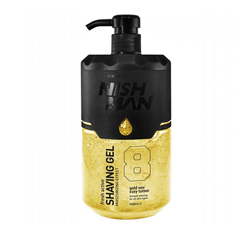 Гель для гоління Nishman №8 Easy Tattoo Gold One Shaving Gel золотий з дозатором, 1000 мл (10104013)