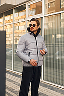 Куртка зимняя мужская без капюшона короткая серого цвета повседневная для мужчин куртки теплые с карманами XL