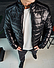 Куртка чоловіча чорна шкірянка осінь весна чоловіча куртка коротка з кишенями без капюшона на блискавці тепла, фото 8