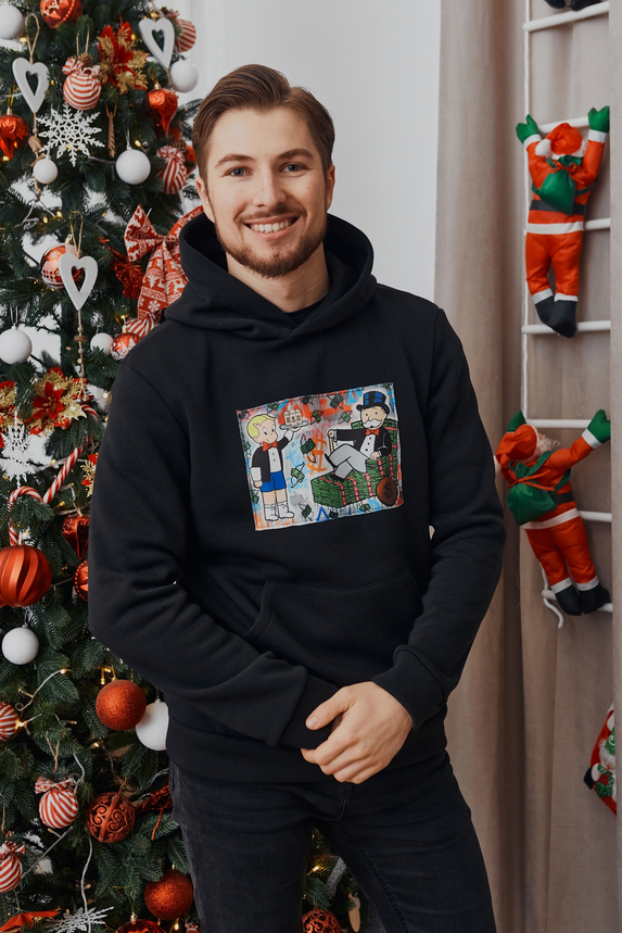 Стильне чоловіче худі демісезонне осінь зима на чоловіків хлопців із принтом худі з капюшоном кишенею кенгуру, фото 1