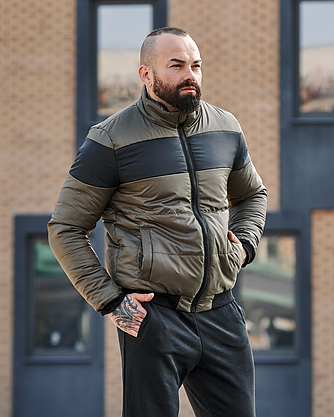 Чоловіча куртка стильна демісезонна на хлопця, куртка стьобана коротка на манжеті весна осінь, фото 3