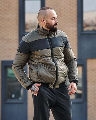 Чоловіча куртка стильна демісезонна на хлопця, куртка стьобана коротка на манжеті весна осінь, фото 4