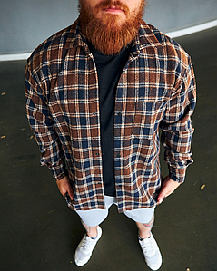 Мужская теплая рубашка в клетку повседневная стильная байка с кашемиром на пуговице рубашки мужские модные