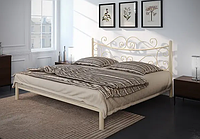 Двуспальная кровать металлическая Tenero Азалия 140х190 см металлическая бежевая с кованным изголовьем