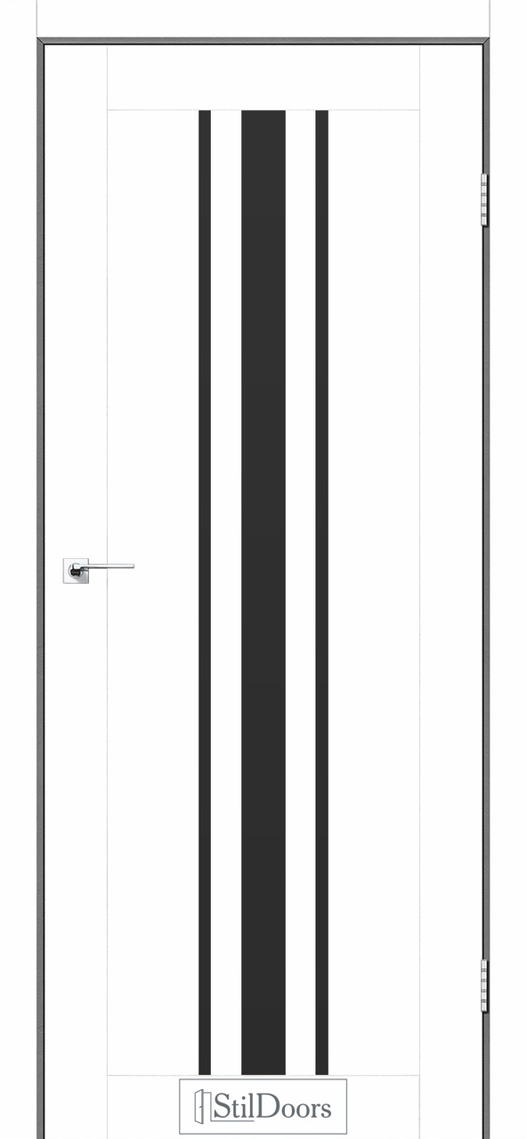 Двері міжкімнатні StilDoors Arizona Білий кристал (з чорним склом), фото 1