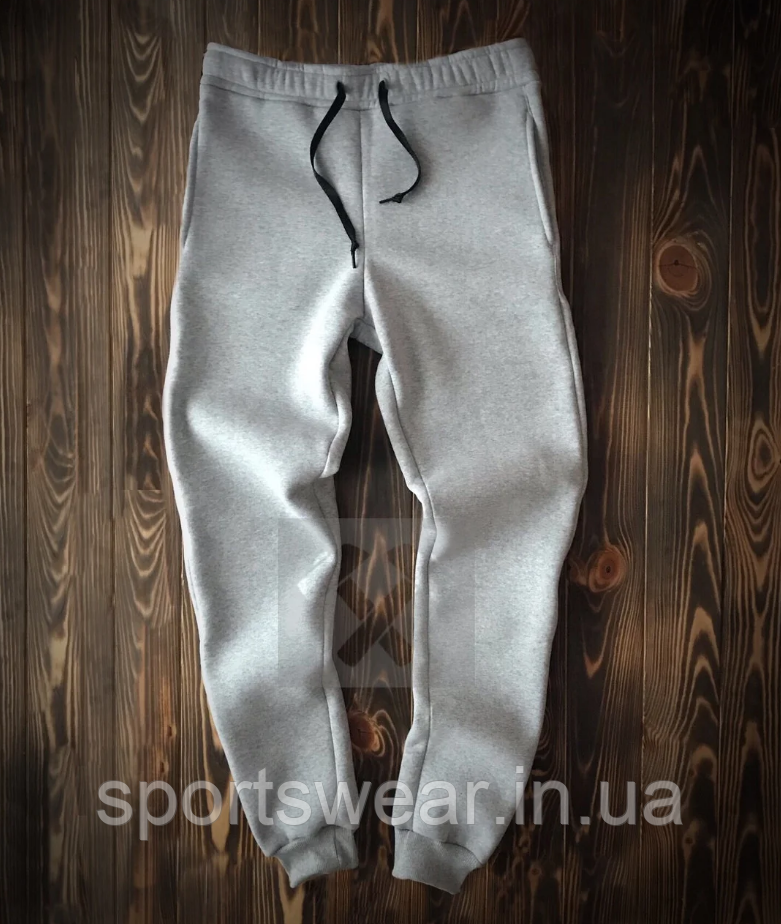 Теплі брюки чоловічі сірі з флісом зимові спортивні Штани на резинці Якісна одежа утеплена хлопцю Підберемо розмір штанів чоловіку