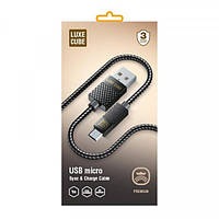 Кабель Luxe Cube Premium USB-microUSB, 1м, серый (8886668686167)