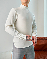 Мужской стильный Гольф белого цвета мужская водолазка под горло с длинным рукавом трикотажный модный на парня