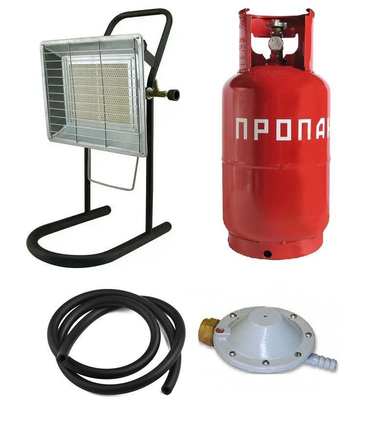 Газовий інфрачервоний обігрівач Nurgaz NG-310P + Балон газовий 12 л + Редуктор та шланг 2м
