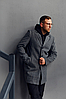 Чоловіче пальто класичний довгий колір антрацит, чоловіче стильне пальто весняно осіннє на ґудзиках, фото 6