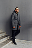 Чоловіче пальто класичний довгий колір антрацит, чоловіче стильне пальто весняно осіннє на ґудзиках, фото 8