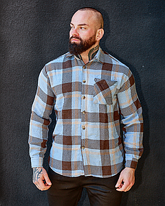 Сорочка чоловіча весна осінь тепла демісезонна на ґудзику з довгим рукавом чоловічі сорочки на байці бавовняні