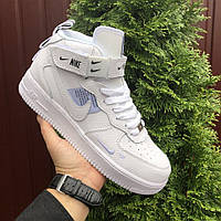 Мужские кроссовки Nike Air Force кожаные стильные молодежные белый