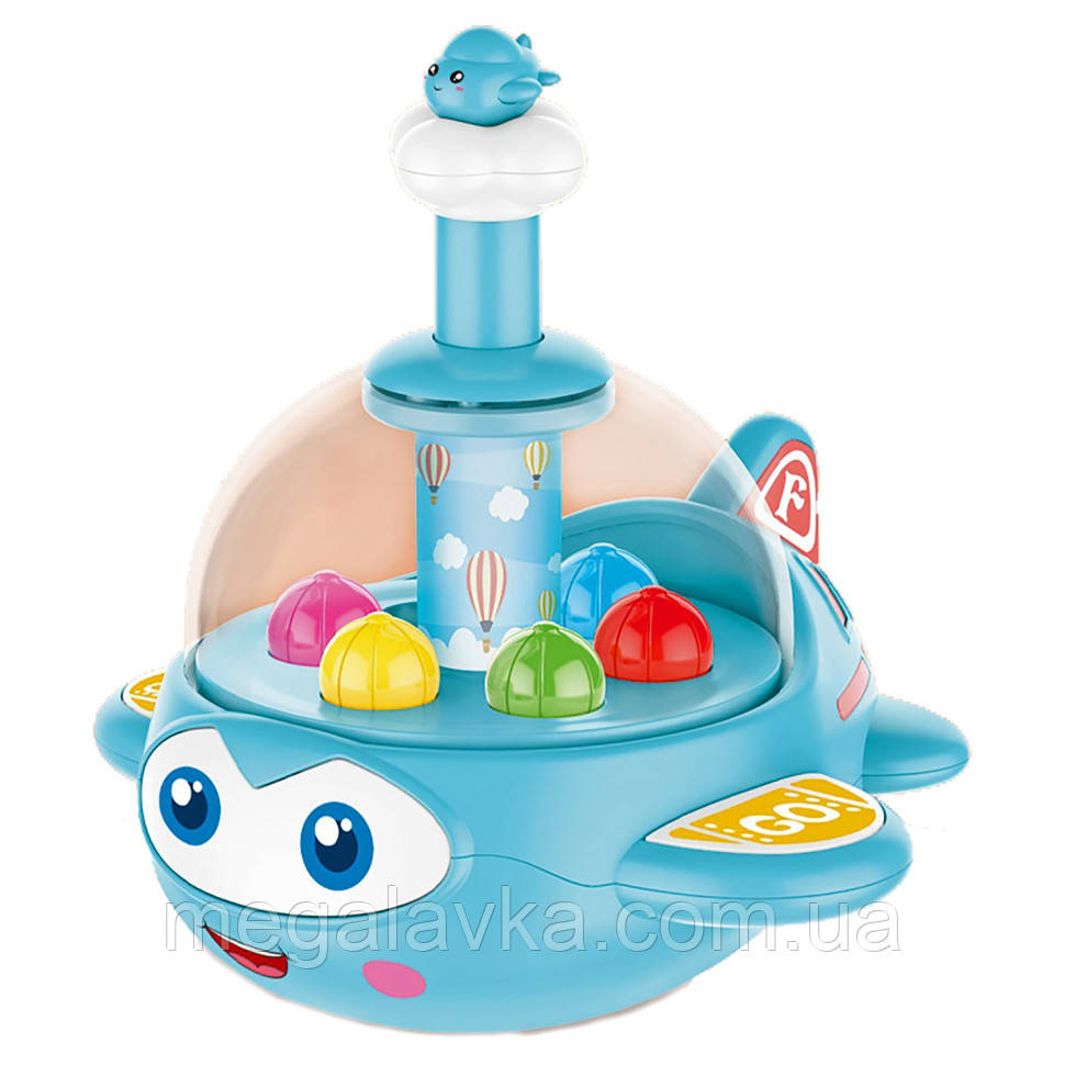 Дитяча юла "Самолет" Limo Toy BM1201, 16 см (Бірюзовий) - MegaLavka