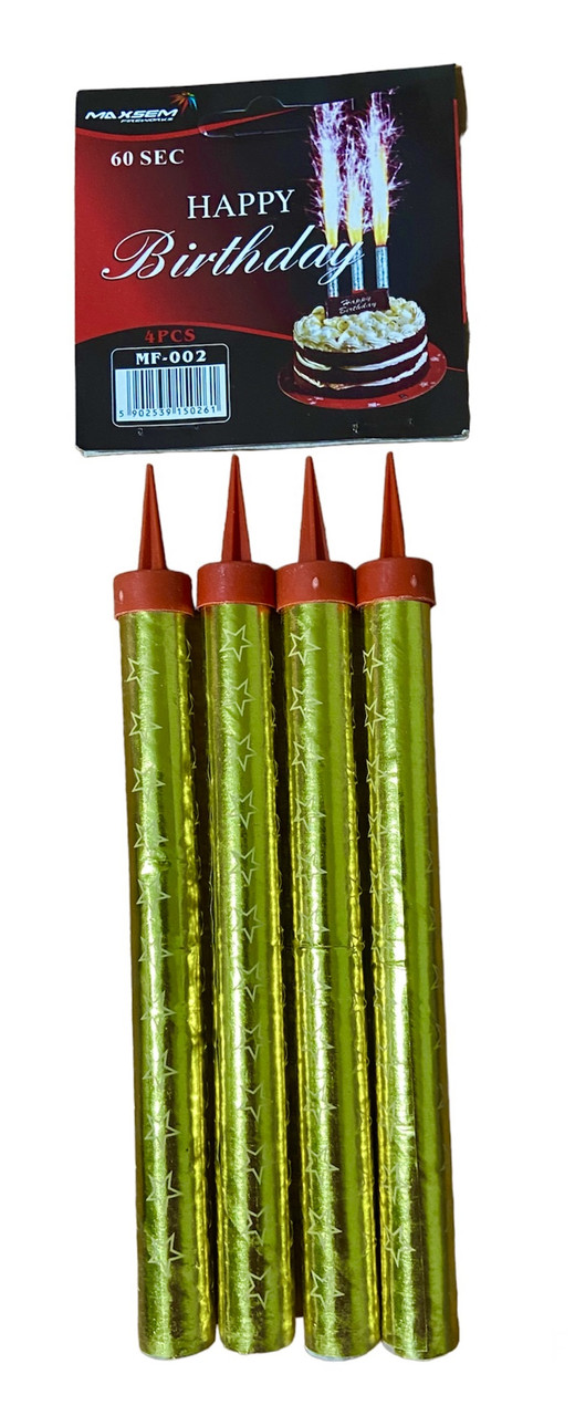 Тортова свічка 17,5 см горіння 60 сек Maxsem MF-002 Happy Birthday, 4 шт/уп, фото 1