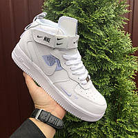 Мужские кроссовки Nike Air Force кожаные стильные молодежные белый 45