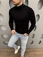 Мужской стильный класический свитер (черный) из кашемира