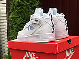 Жіночі кросівки Nike Air Force шкіряні демісезонні на липучці білі, фото 5