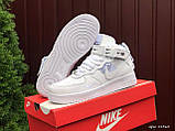 Жіночі кросівки Nike Air Force шкіряні демісезонні на липучці білі, фото 4
