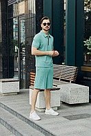 Мужской спортивный костюм на парня комплект Босс бирюзового цвета, летние мужские комплекты легкие стильные