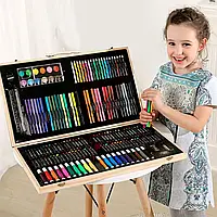 ❤️Дитячий набір для малювання та творчості 180 предметів у дерев'яній валізці-кейсі