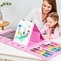 Набір для малювання 208 предметів з мольбертом для дітей Велика дитяча подарункова валізка творчості