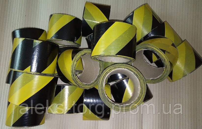 Купить ЧЕРНО/ЖЕЛТАЯ сигнальная оградительная лента ПЭ, 70мм х 100м ...