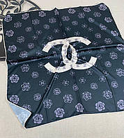 Шелковый платок Грация С 90*90 см черный ручная обработка края