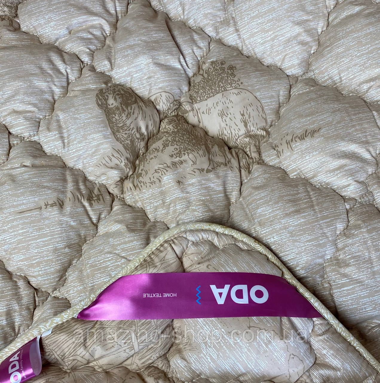 Ковдра на овчині "ODA" Розмір 175*210 см Ковдра вовняна Стьобана двоспальна ковдра, фото 1