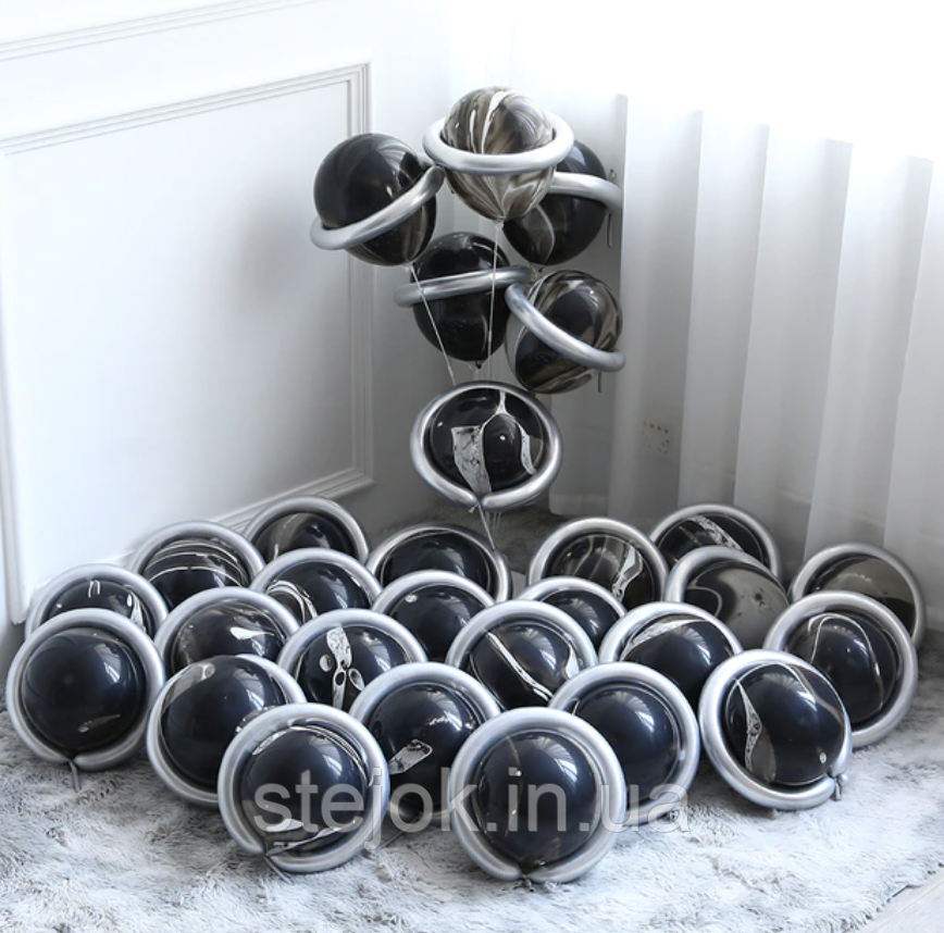 Куля латексна комета чорна, фото 1