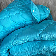 Одеяло 3в1 зима-лето двуспального размера 175x210 ОДА стеганное на кнопках 4 сезона Цвет - бирюзовый