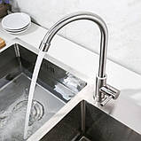 Монокран для раковини WEZER EKO14A-14 поворотний вилив, нержавіюча сталь, фото 2