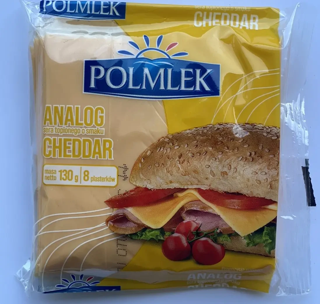 Сир порційний тостовий Polmlek Cheddar (Чеддер), 130 г, Польща, плавлений сир для тостів