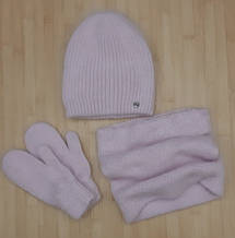 Комплект - трійка ангорова ODYSSEY - шапка жіноча ,  бафф ,  рукавиці зимові теплий роуз