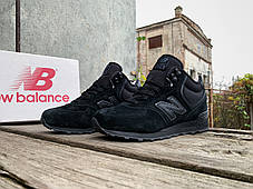 Чоловічі зимові кросівки з хутром New Balance 574 All Black чорні, фото 3