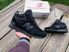 Чоловічі зимові кросівки з хутром New Balance 574 All Black чорні, фото 4