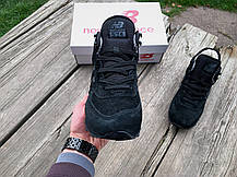Чоловічі зимові кросівки з хутром New Balance 574 All Black чорні, фото 5