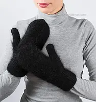 Ангоровые рукавички женские варежки ODYSSEY V-17 ангора 60% зимние теплые черный