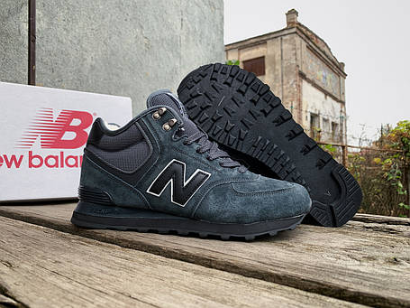 Чоловічі зимові кросівки з хутром New Balance 574 Grey сірі, фото 1
