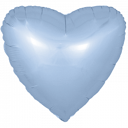 Фольгированный шар Сердце. Цвет: Сатин Голубая Пастель. Размер:18″(45см). Пр-во: FlexMetal (Испания)
