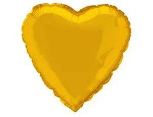 Фольгована куля Серце. Колір: Золото. Розмір: 18 ⁇ (45 см). Пр-во: FlexMetal (Іспанія)
