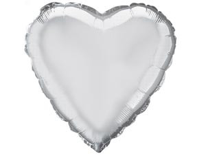 Фольгована куля Міні Серце. Колір: Срібло. Розмір: 9 ⁇ (23 см). Пр-во: FlexMetal (Іспанія)