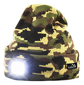 Шапка CATTARA "ARMY" з LED ліхтариком, USB зарядка 14020 Камуфляж