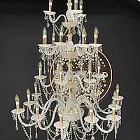 Люстра-свеча стекло с хрустальными подвесками 30 ламп 120х200 см