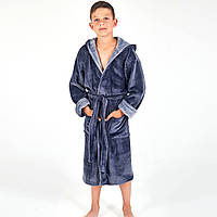 Халат для мальчика с капюшоном Велсофт 4000, Графитовый, Рост 122-128 (6-8 лет)