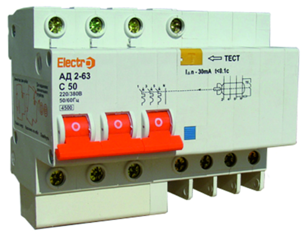 Диф. автомат АД 2-63 3Р+N 50А Electro 30mA