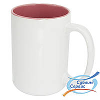 Чашка для сублимации BIG 425мл,цветная внутри (Розовая).