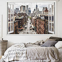 Интерьерная наклейка на стену Окно Манхэттен Oracal размер 140х96см